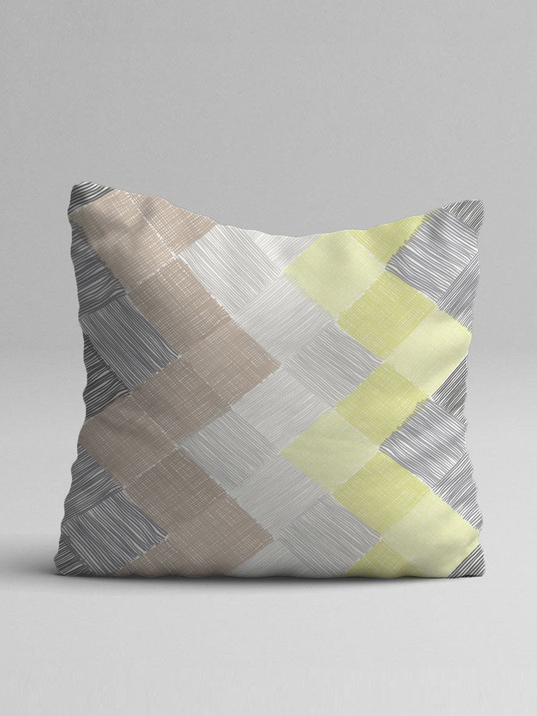 STITCHNEST Yellow & White Set of 5 Floral Square Cushion Covers
