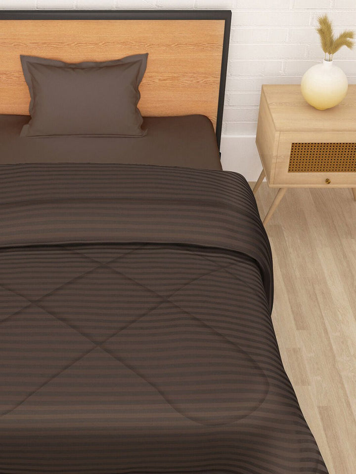 Story@home Brown Striped Ac Room Reversible Single Bed Comforter