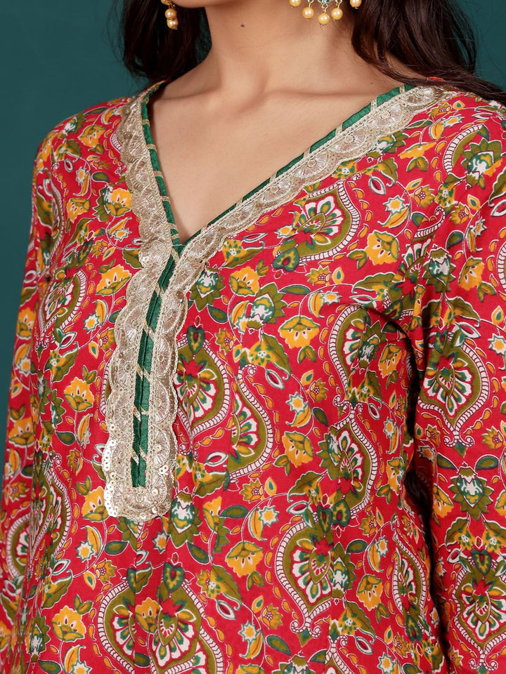 Varanga Women Floral Printed Regular Kurta with Dhoti Pants & With Dupatta