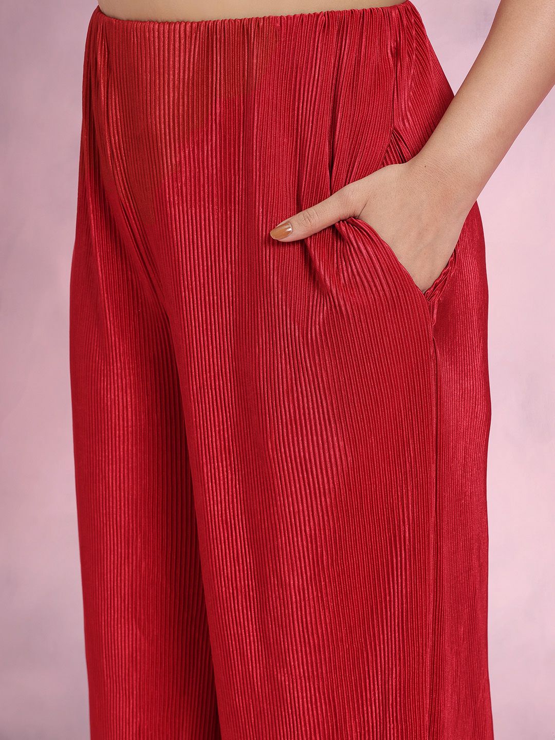 DressBerry Plus Size Solid Accordion Pleats Co-Ords