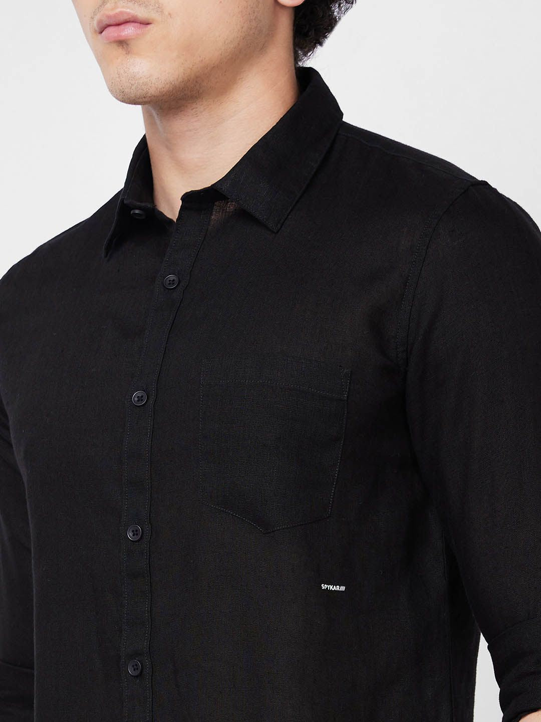 SPYKAR Spread Collar Linen Casual Shirt