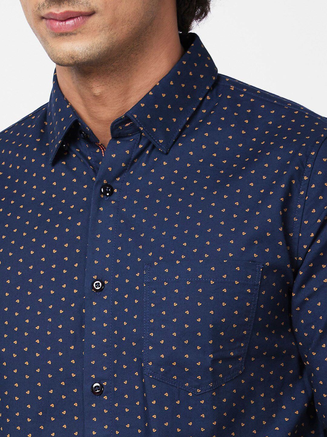 SPYKAR Slim Fit Micro Ditsy Printed Cotton Casual Shirt