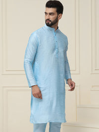 SOJANYA Men Turquoise Blue Solid Kurta Lurus