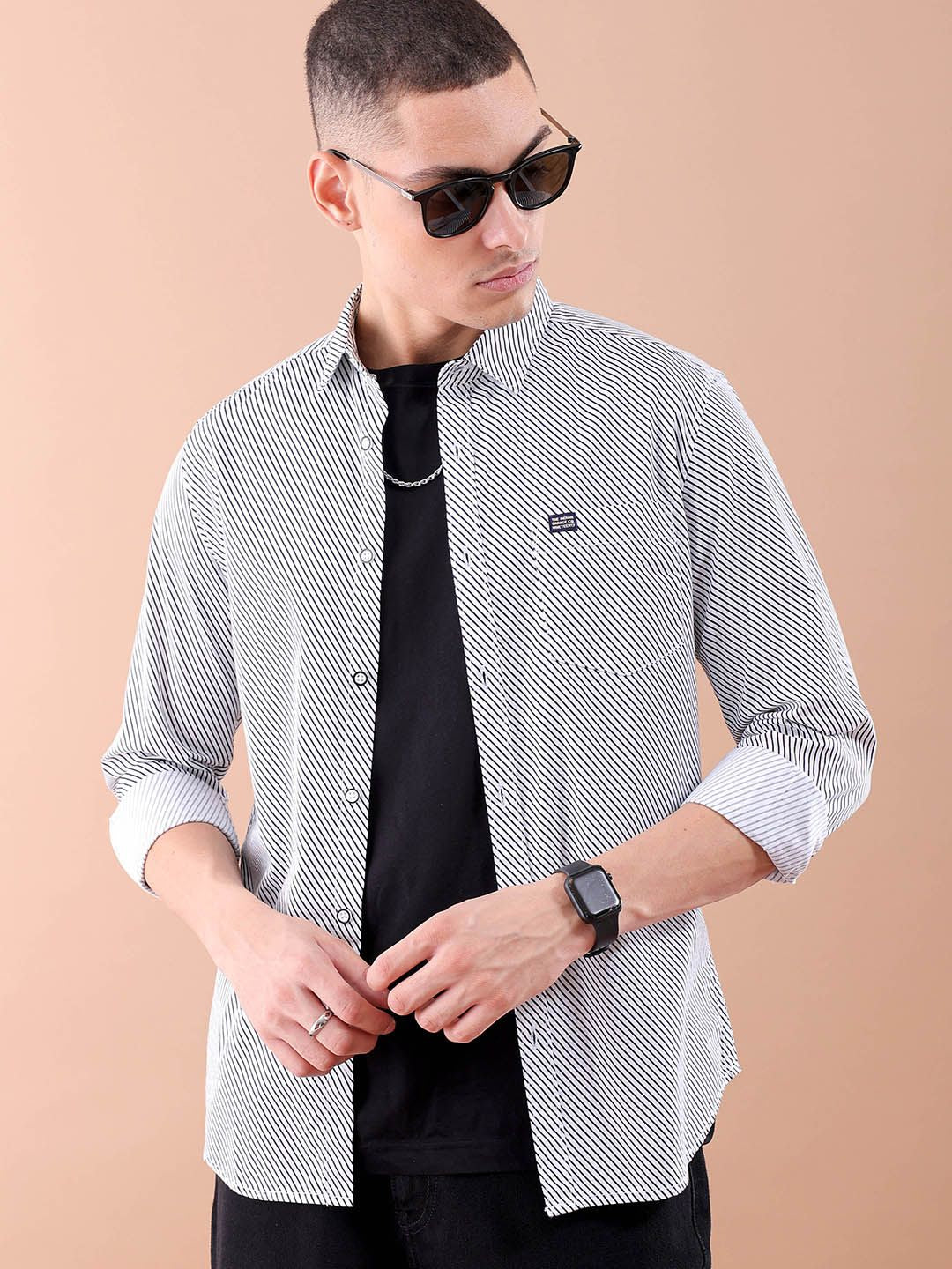 The Indian Garage Co Men Regular Fit Vertical Stripes Casual Shirt