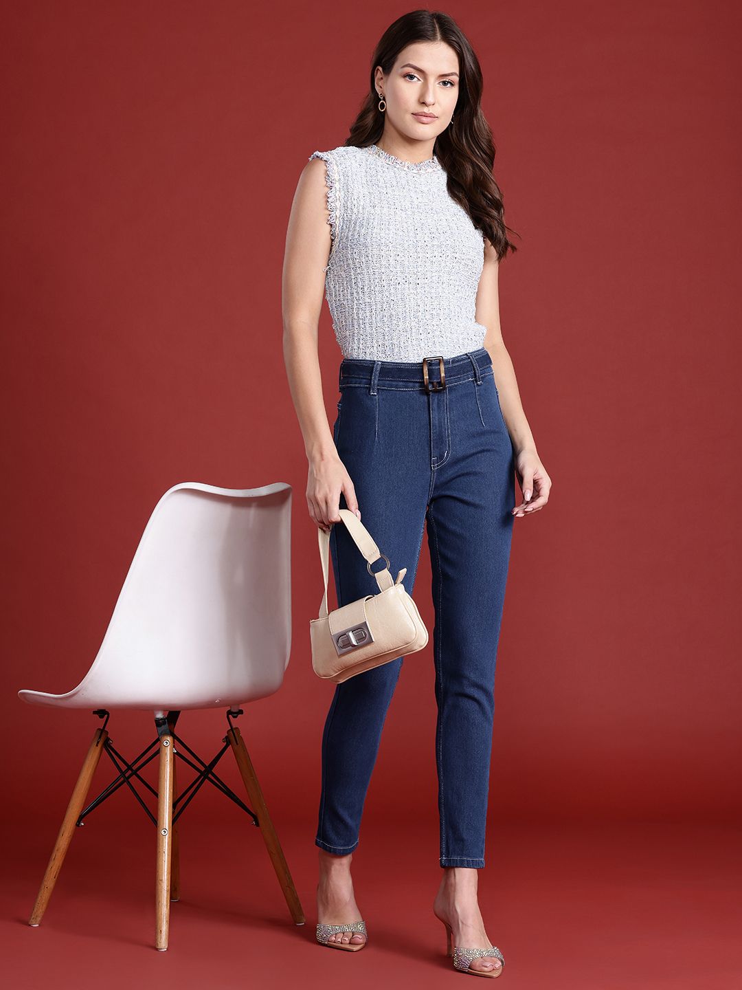 all about you Women Skinny Fit Stretchable Jeans with Belt