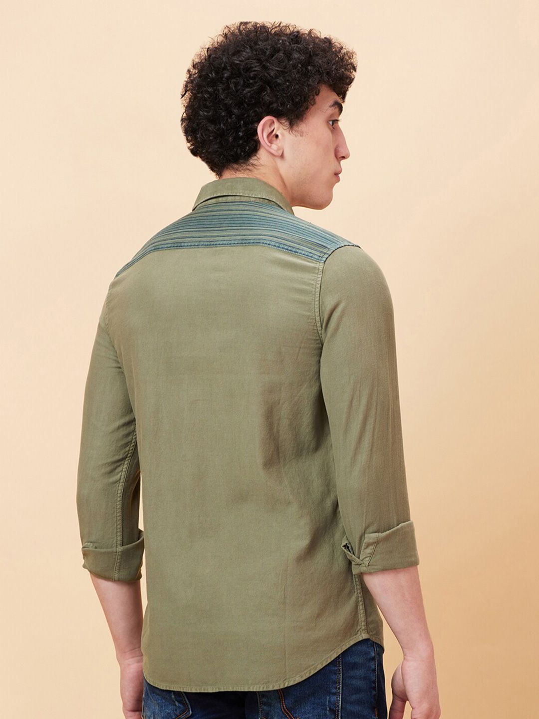 Being Human Spread Collar Slim Fit Horizontal Striped Casual Shirt