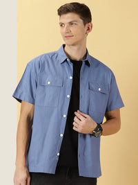 Thomas Scott Smart Spread Collar Short Sleeves Cotton Boxy Casual Shirt