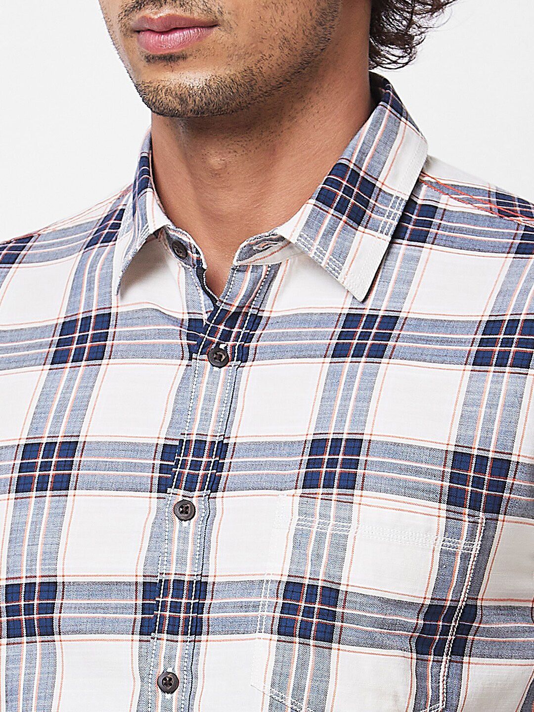 SPYKAR Tartan Checked Spread Collar Cotton Casual Shirt