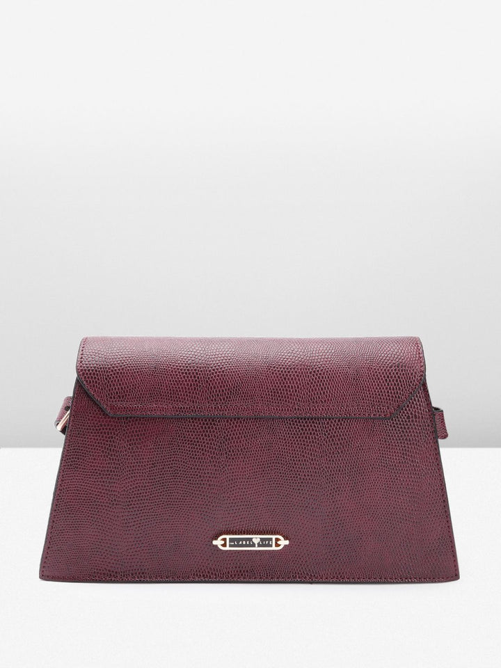 The Label Life Snake Skin Textured Structured Sling Bag