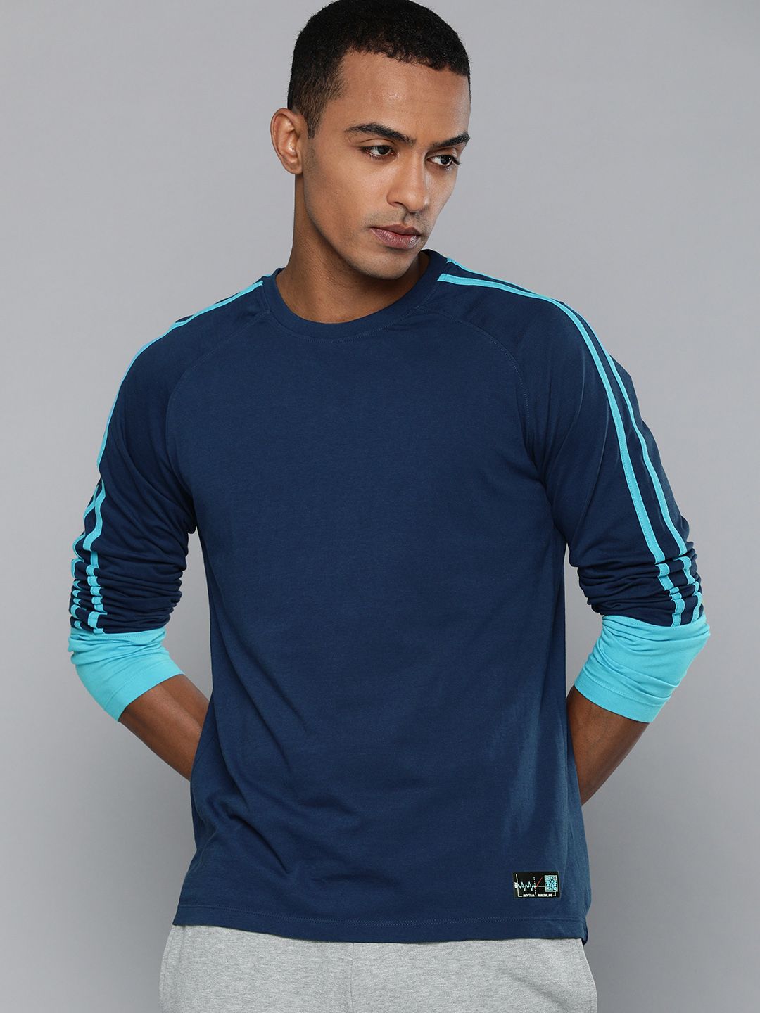 HRX By Hrithik Roshan Lifestyle Men Medieval Blue Bio-Wash Tshirts