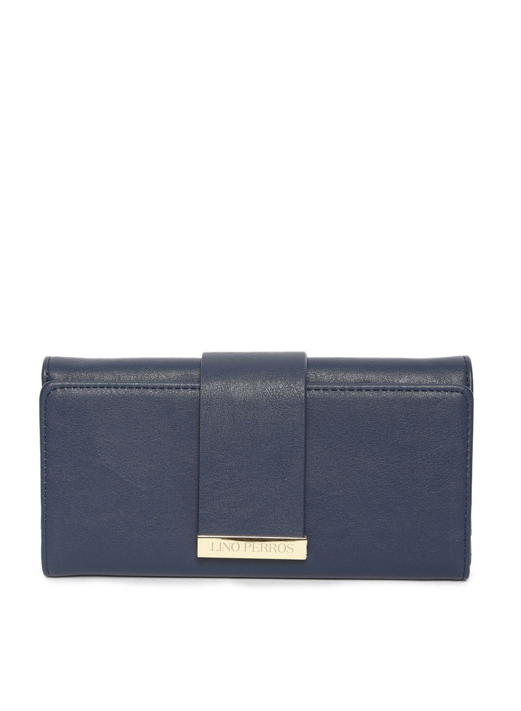 Navy Blue Solid Three Fold Wallet