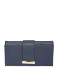 Navy Blue Solid Three Fold Wallet