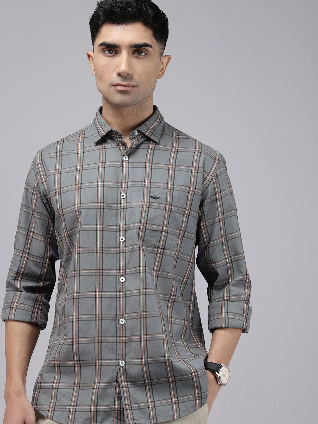 Park Avenue Slim Fit Checked Pure Cotton Casual Shirt