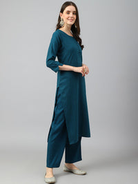 KALINI Stripes Printed Regular Kurta with Trousers
