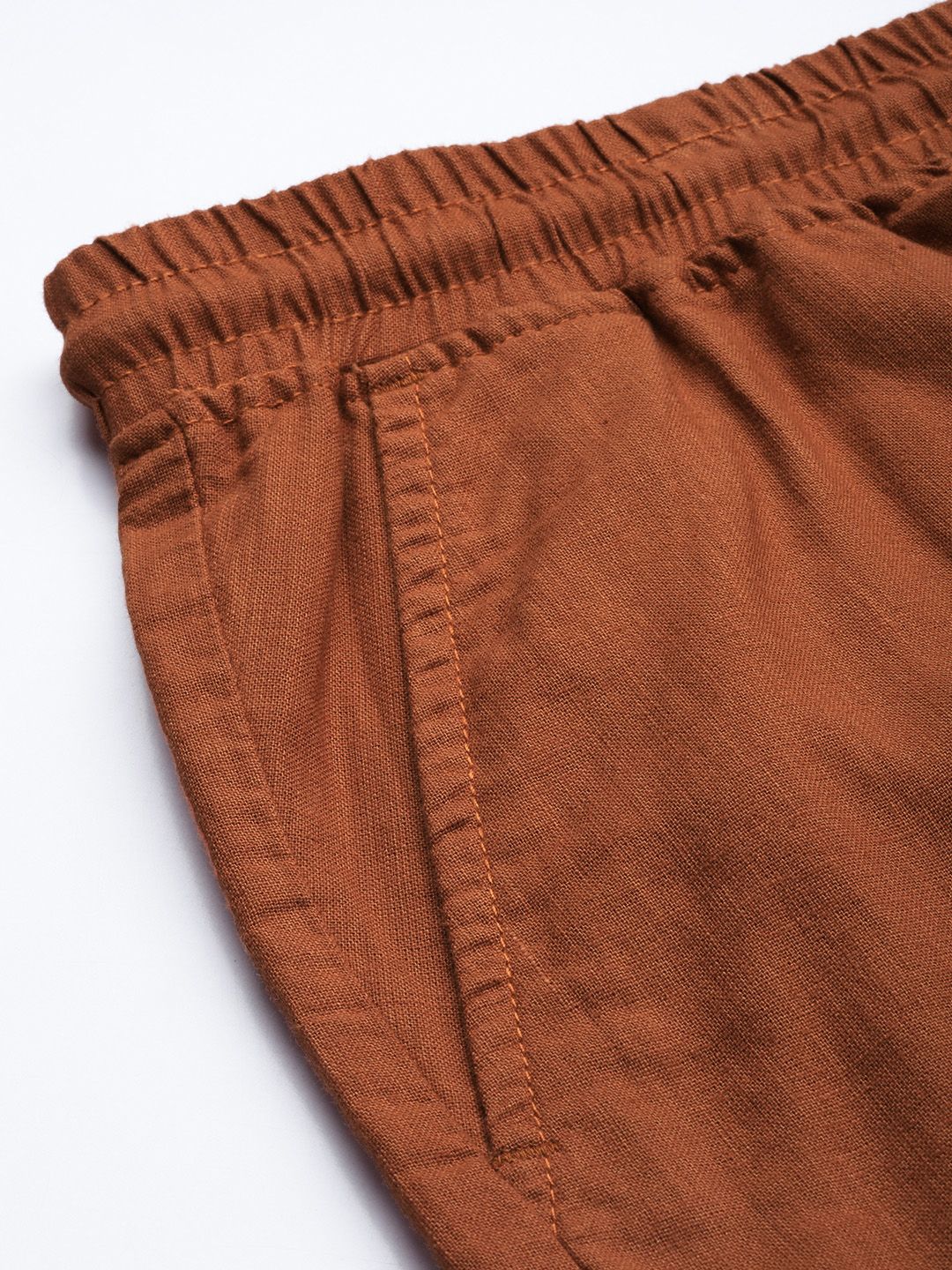 The Indian Garage Co Men Linen Cotton Slim Fit Cargo Shorts