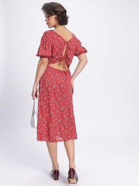 DressBerry Floral Fantasy Cut Out Detail Midi Dress