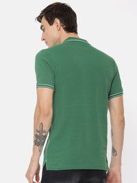 Being Human Clothing Men Green Solid Polo Collar Pure Cotton T-shirt
