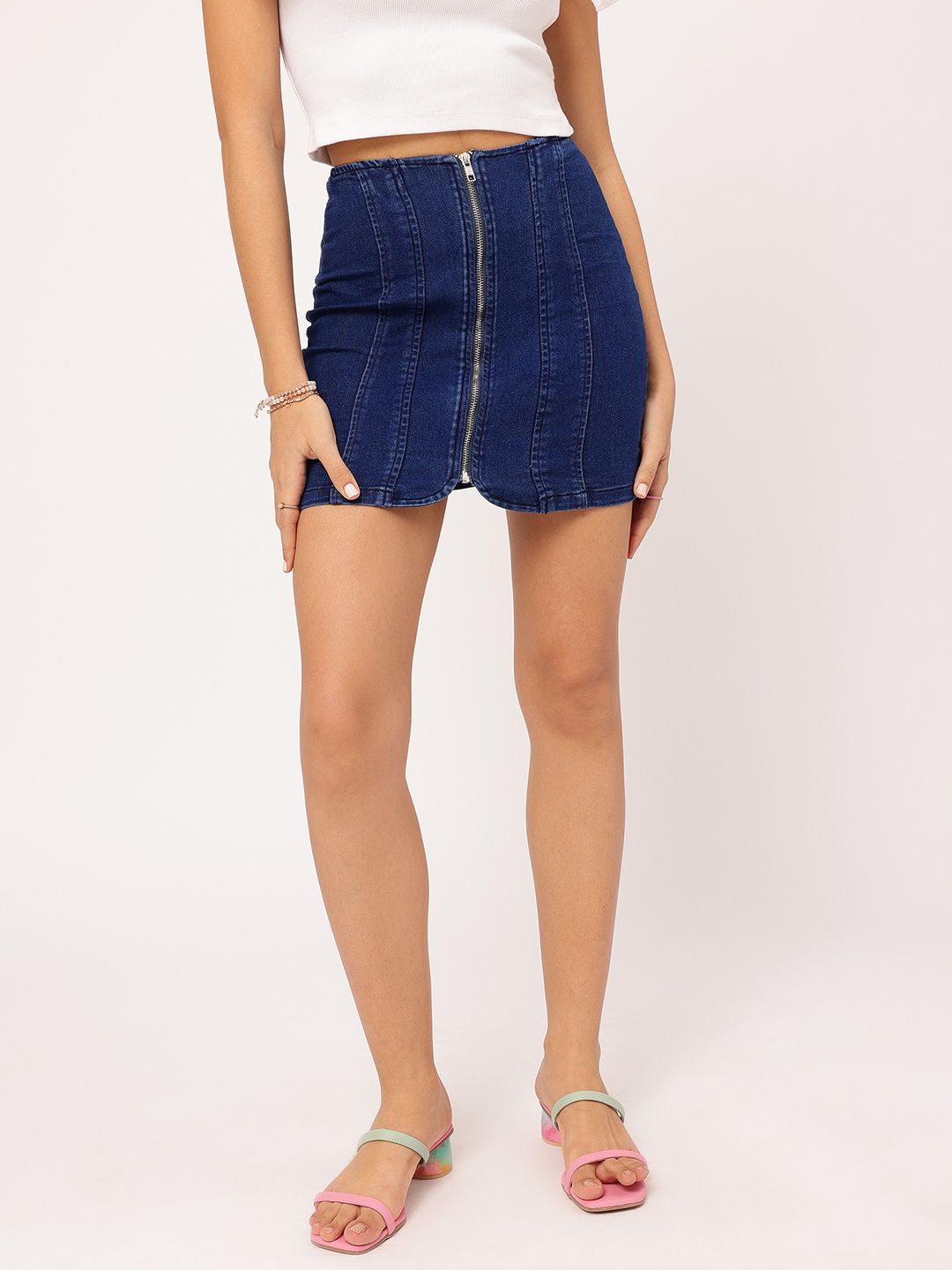 DressBerry Denim Mini Pencil Skirt