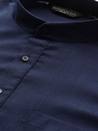 SOJANYA Lelaki Navy Blue Solid Kurta Lurus