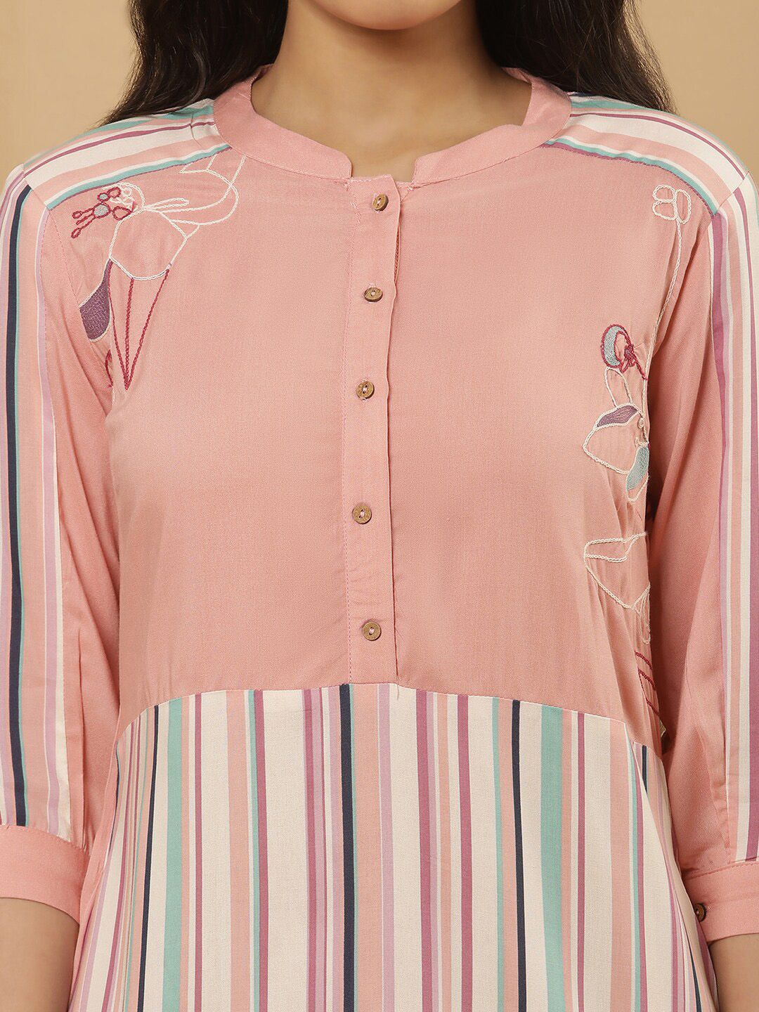 W Striped Printed Straight Kurta with Trouser