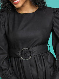 Tokyo Talkies Black Puff Sleeve Fit & Flare Dress