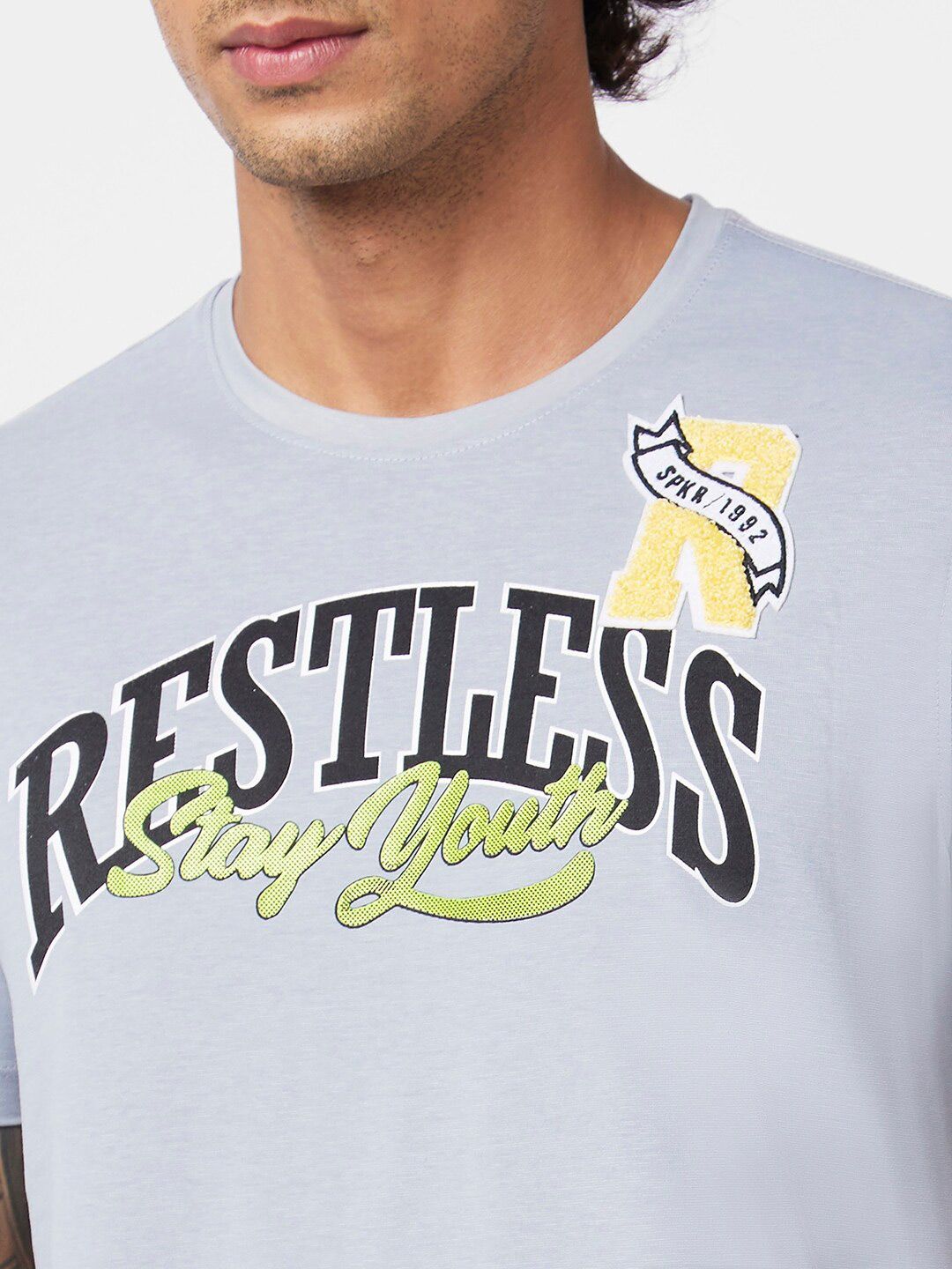 SPYKAR Typography Printed Slim Fit Cotton Casual T-Shirt