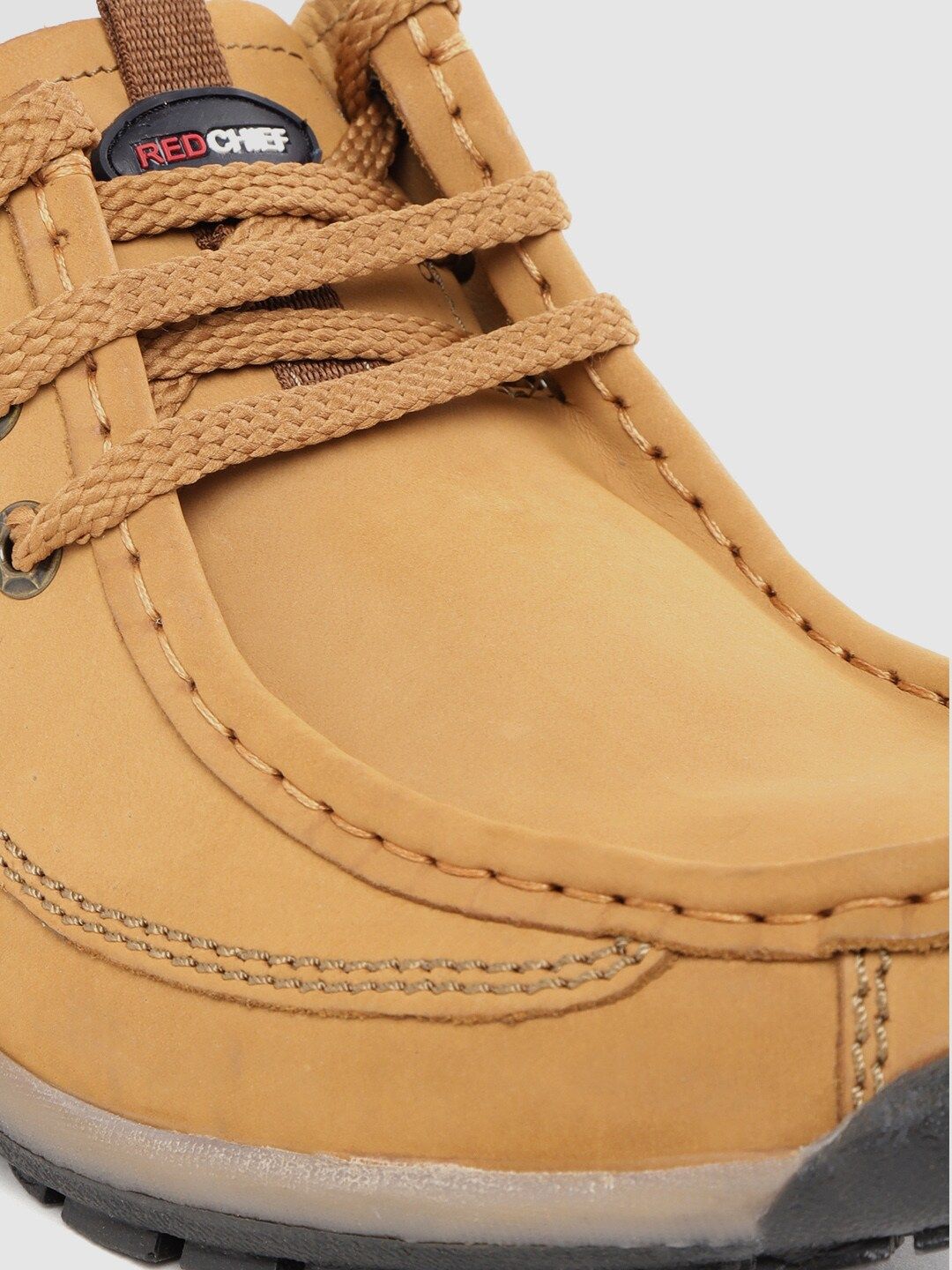 Red Chief Men Camel Brown Solid Leather Flat Boots