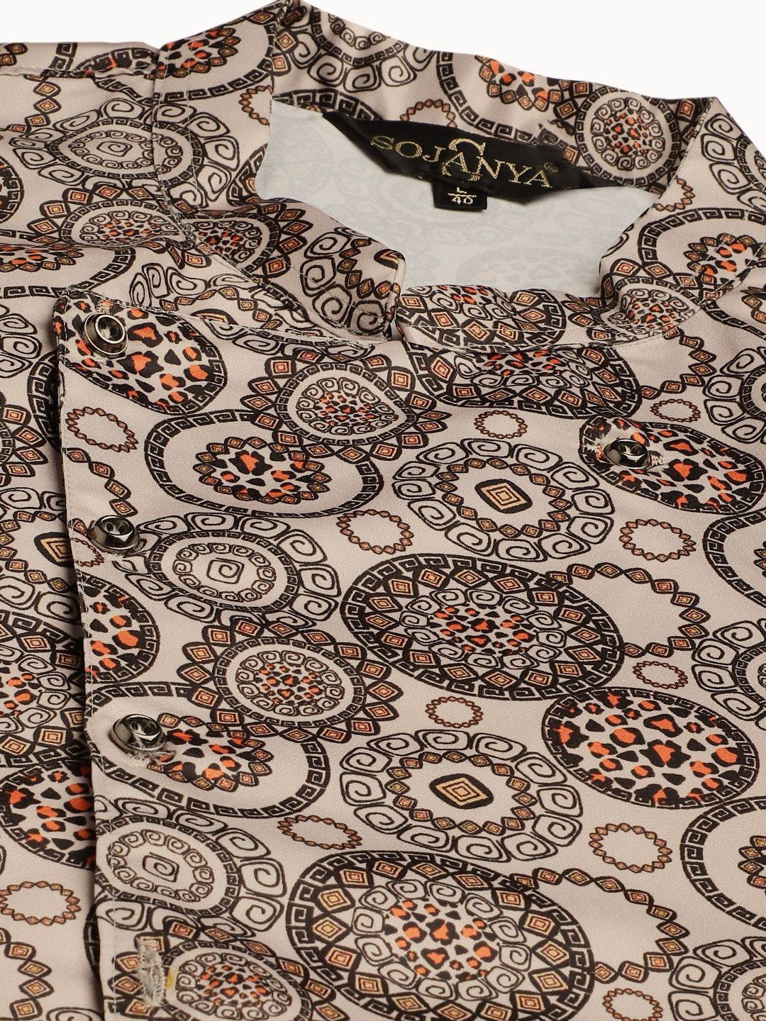 SOJANYA Kurta Solid Lelaki Hitam & Beige dengan Pijama & Jaket