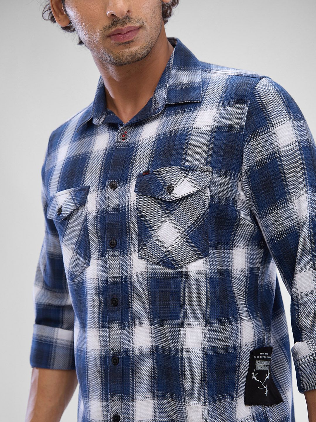 SPYKAR Men Slim Fit Opaque Checked Spread Collar Casual Shirt