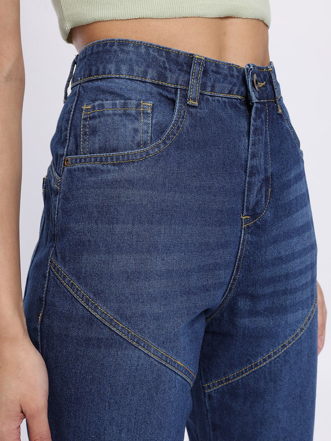 DressBerry Women Panelled Mid-Rise Regular Fit Jeans