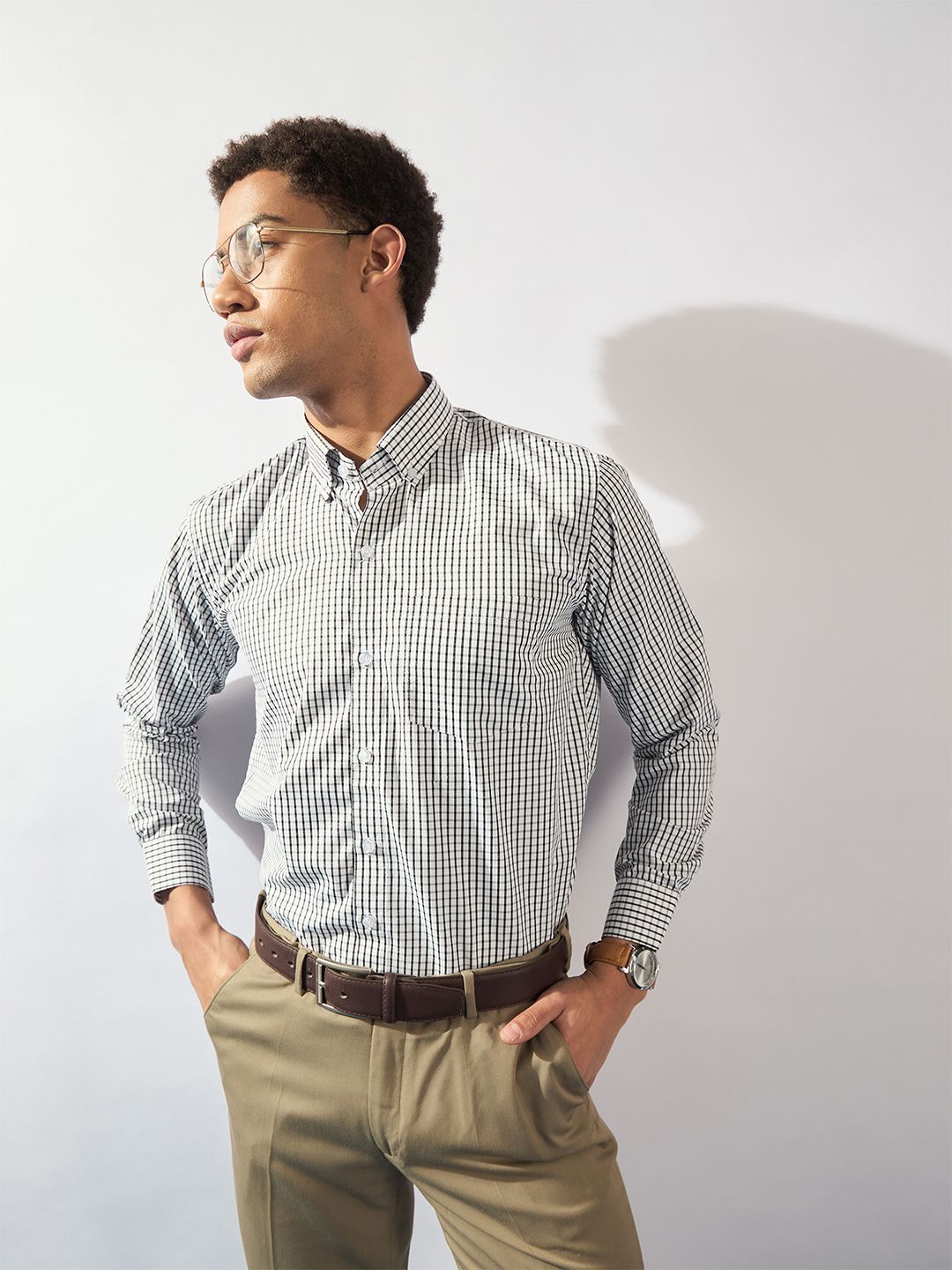 DENNISON Men Smart Micro Checks Formal Shirt