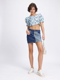 DressBerry Floral Lace Up Detail Crop Top
