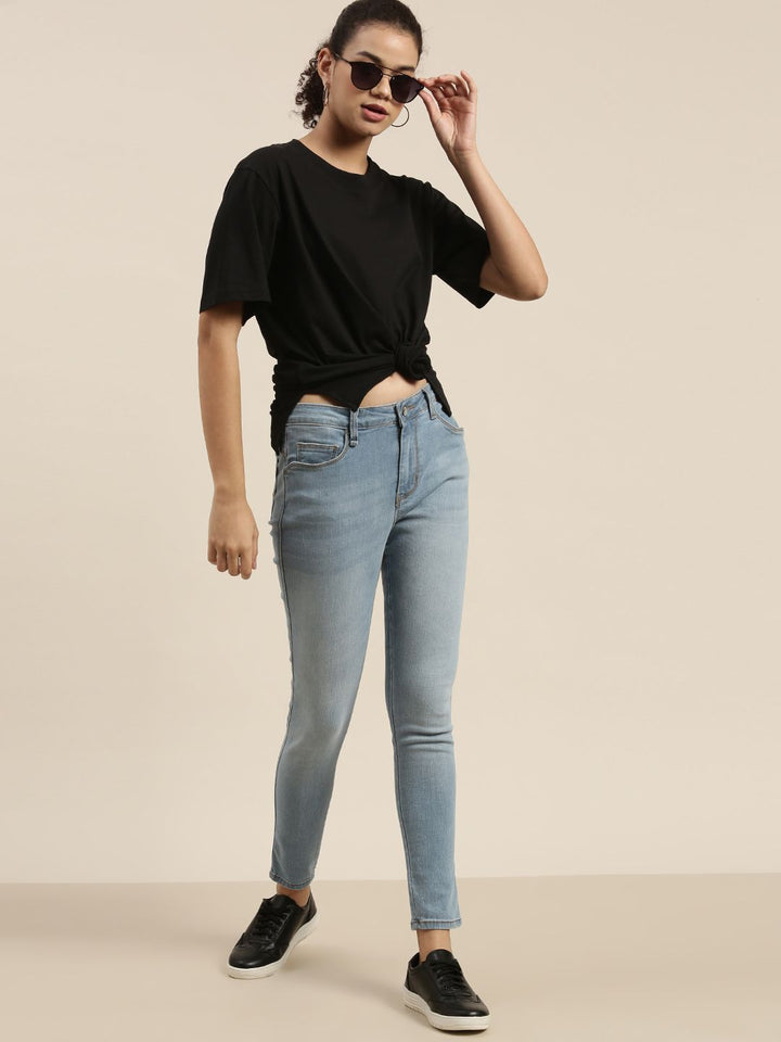 DILLINGER Women Black Loose Pure Cotton T-shirt
