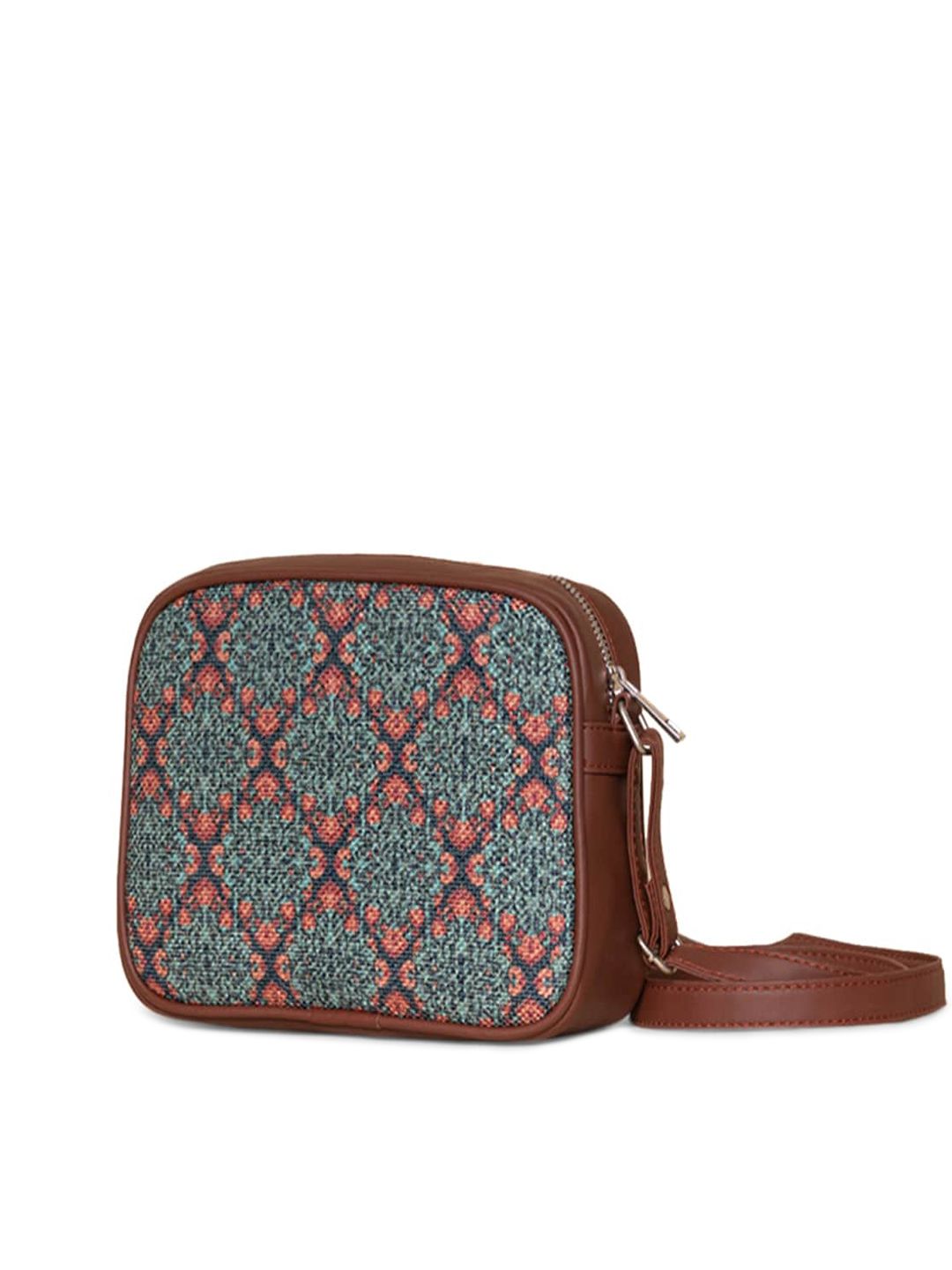 ZOUK Women Teal Textured Structured Sling Bag