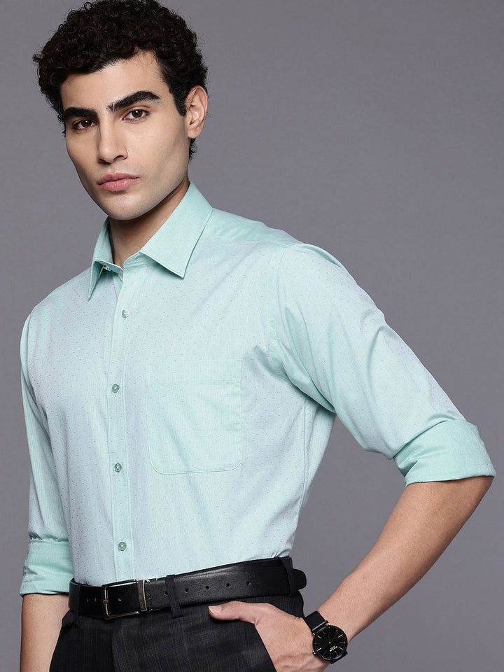 Raymond Slim Fit Textured Self Design Pure Cotton Formal Shirt