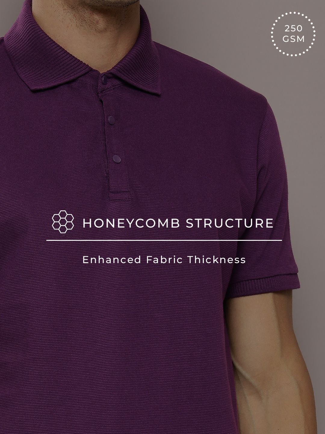 DILLINGER Men Polo Collar Honeycomb Structure T-shirt