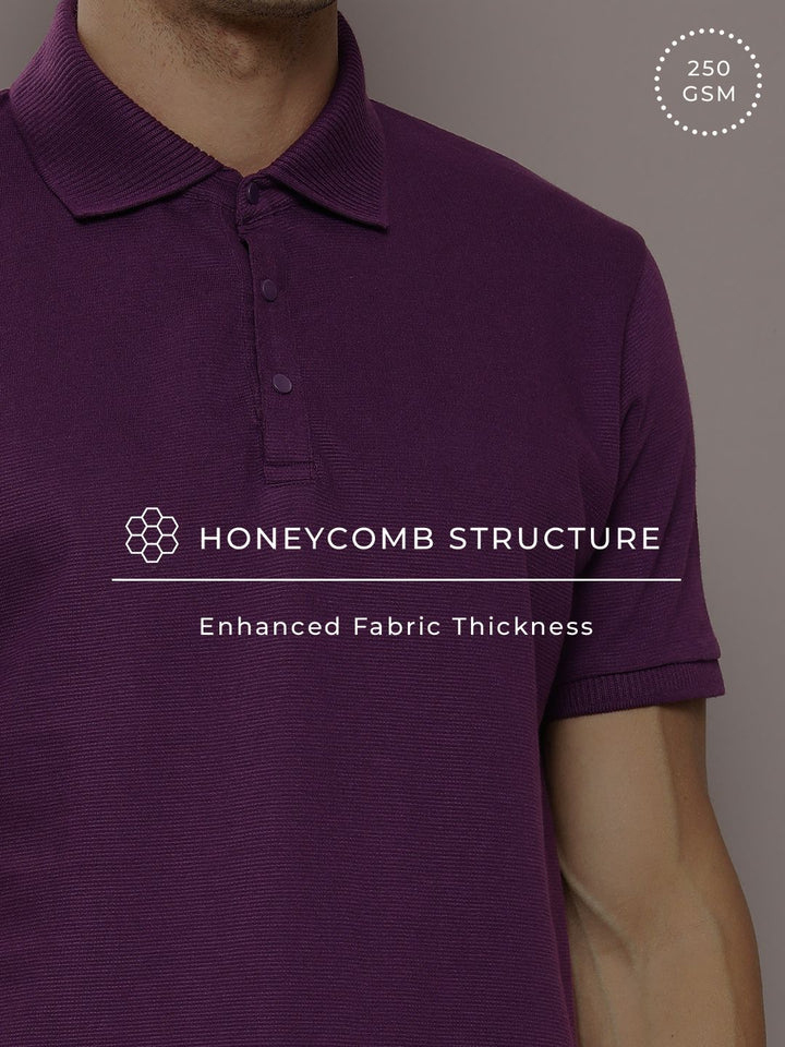 DILLINGER Men Polo Collar Honeycomb Structure T-shirt