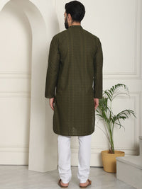 SOJANYA Geometric Embroidered Thread Work Pure Cotton Straight Kurta With Churidar