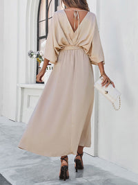 all about you Champagne Flared Sleeve V-Neck Maxi Dress