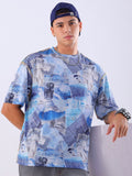 The Indian Garage Co Men Abstract Printed Neck Oversized T-shirt