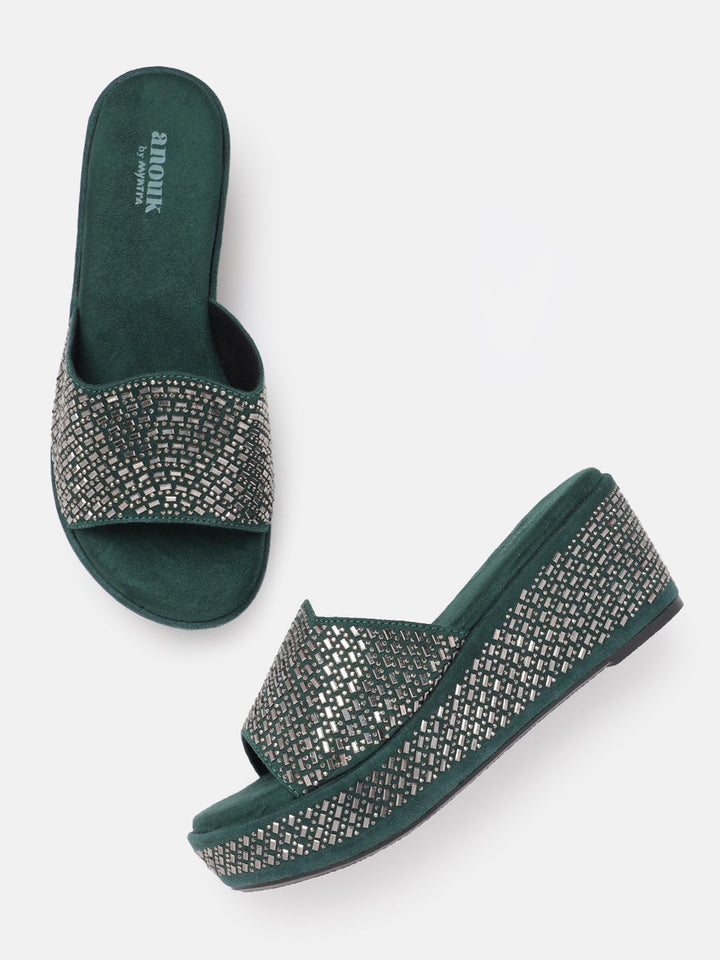 Anouk Embellished Open Back Flatform Heels