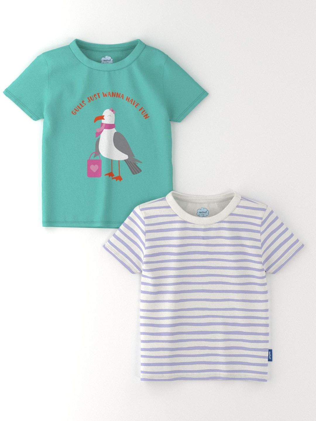 Nauti Nati Girls Pack Of 2 Printed Bio Finish Cotton T-shirts