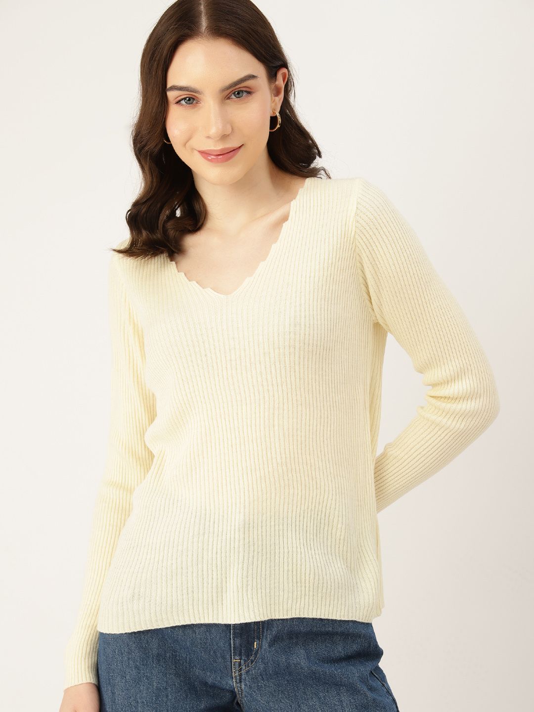 DressBerry Women Ribbed Acrylic Pullover