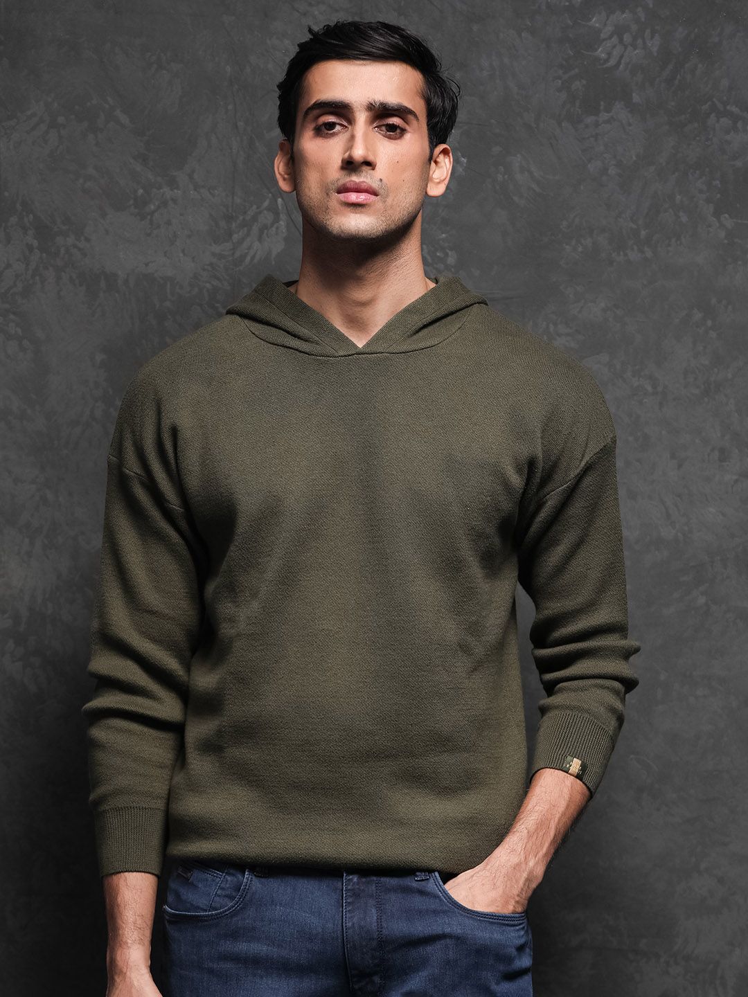 RARE RABBIT Men Zarr Slim Fit Hooded Sweatshirt