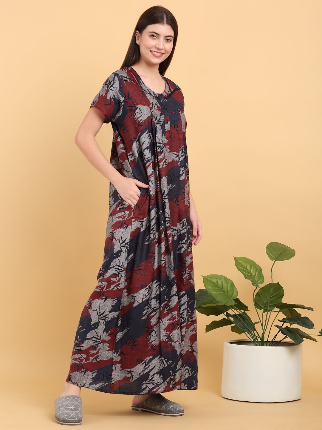 Sweet Dreams Round Neck Print Maxi Nightdress