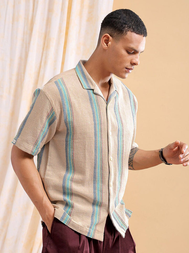 The Indian Garage Co Men Relaxed Fit Striped Resortwear Shirt