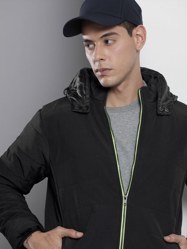 The Indian Garage Co Men Zip-Front Bomber Jacket with Detachable Hood