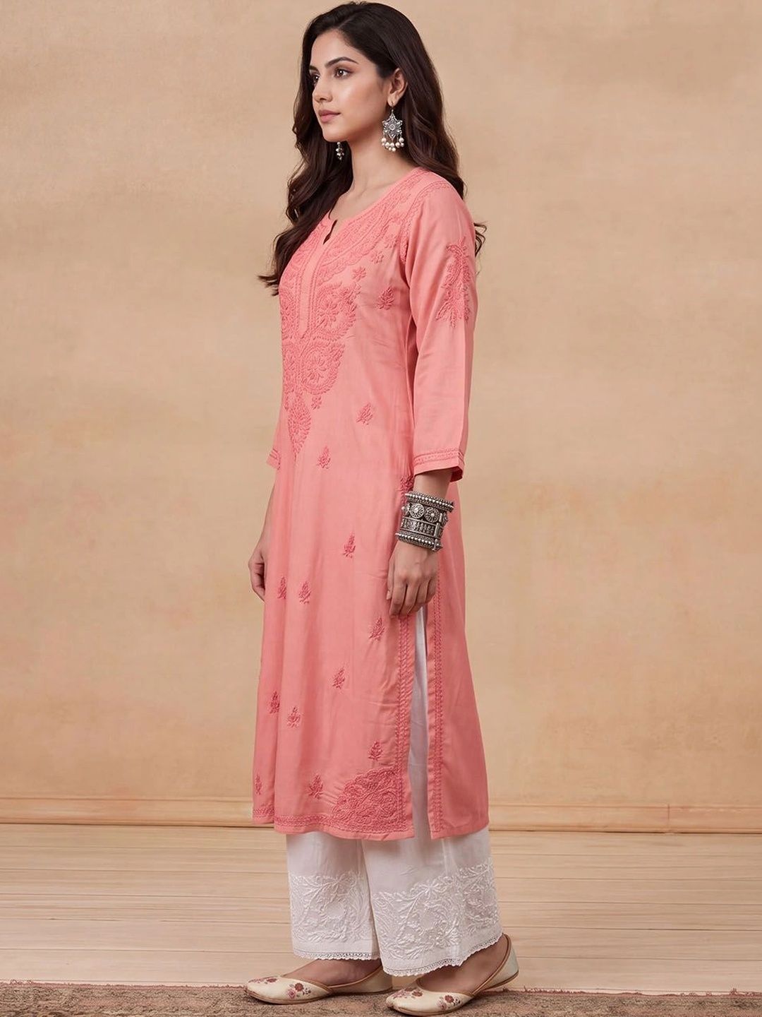 Rumah Wanita Chikankari Sulam Kurta Chikankari