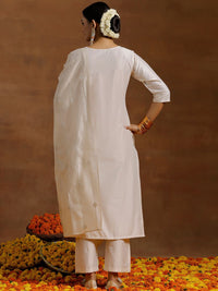 Libas Floral Embroidered Regular Thread Work Kurta With Trousers & Dupatta