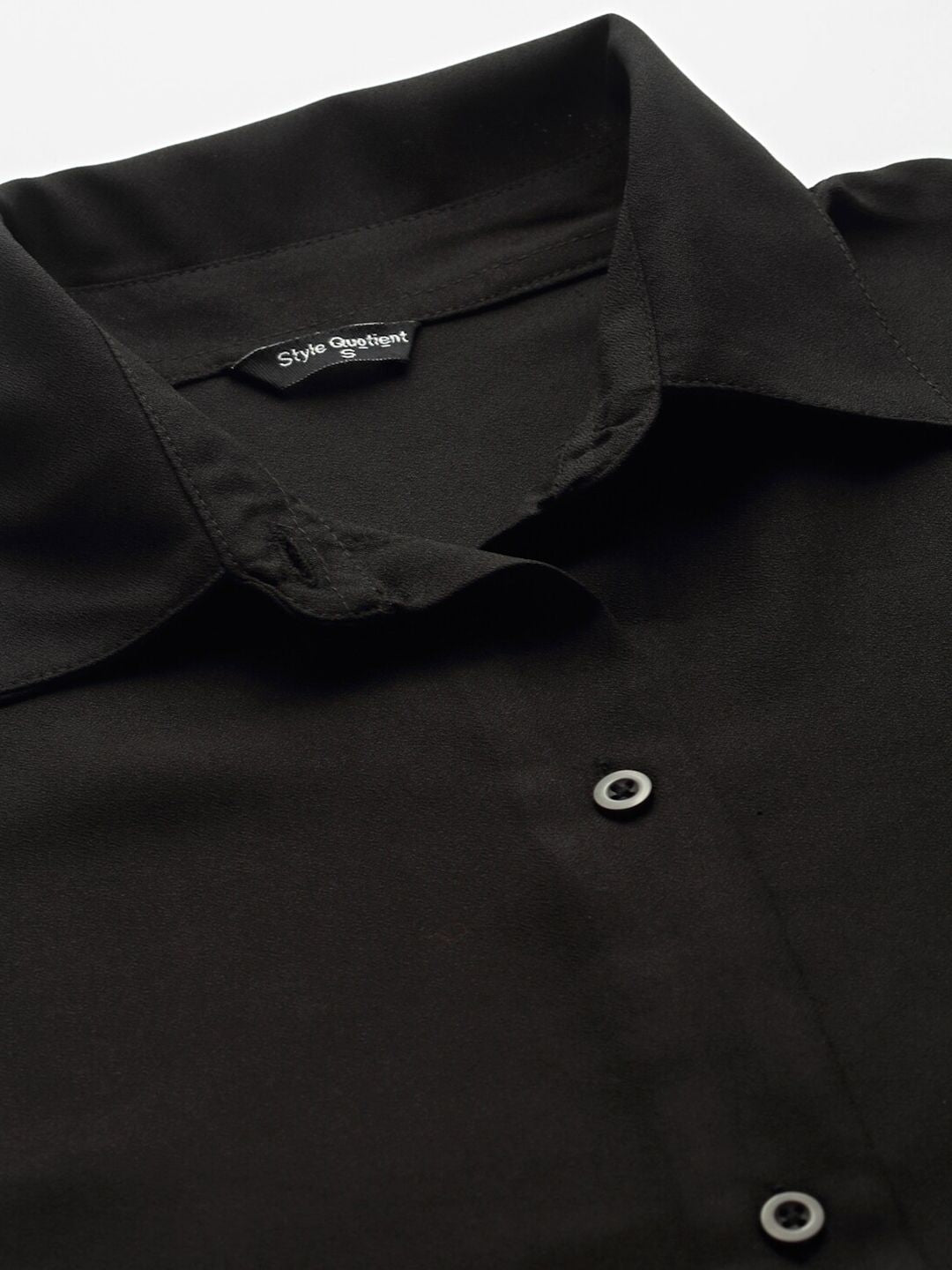 Style Quotient Women Black Solid Polyester Regular Fit Casual Shirt